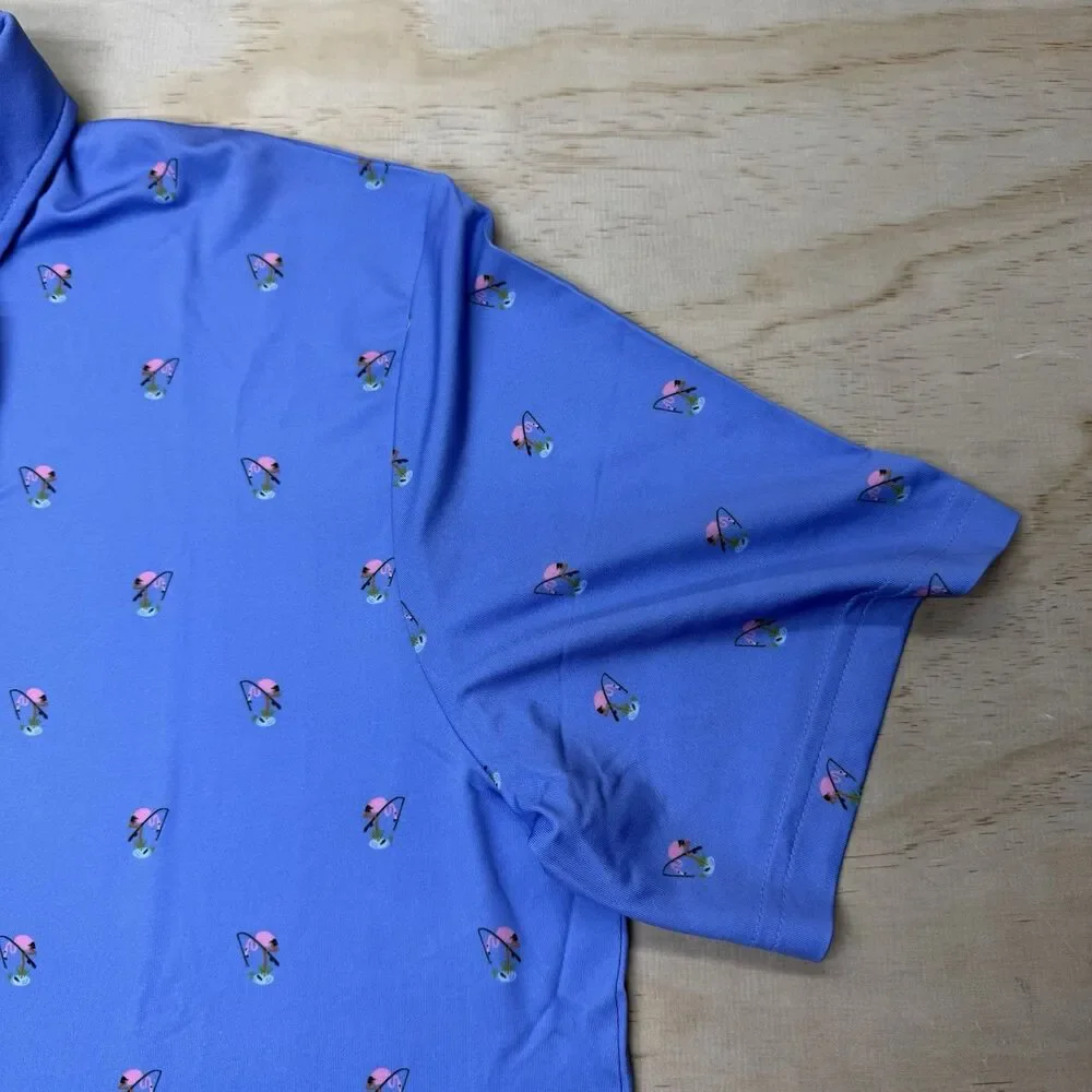 NEW RLX Ralph Lauren Printed Lightweight Airflow Jersey Flamingo Golf Polo XL